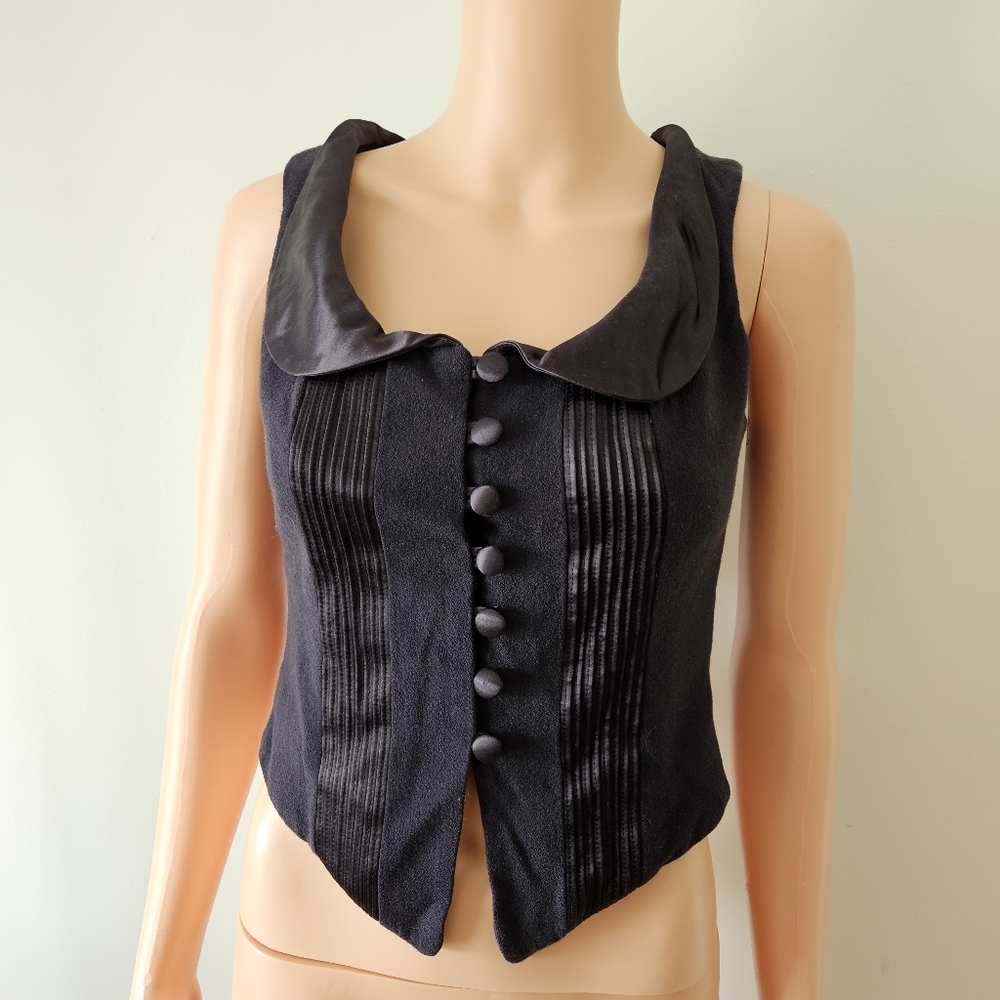 y2k Bebe wool Academia button Vest